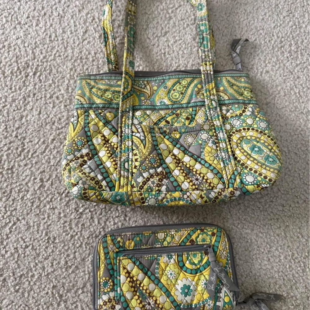 Vera Bradley “Lemon Parfait” Purse & Matching Wallet